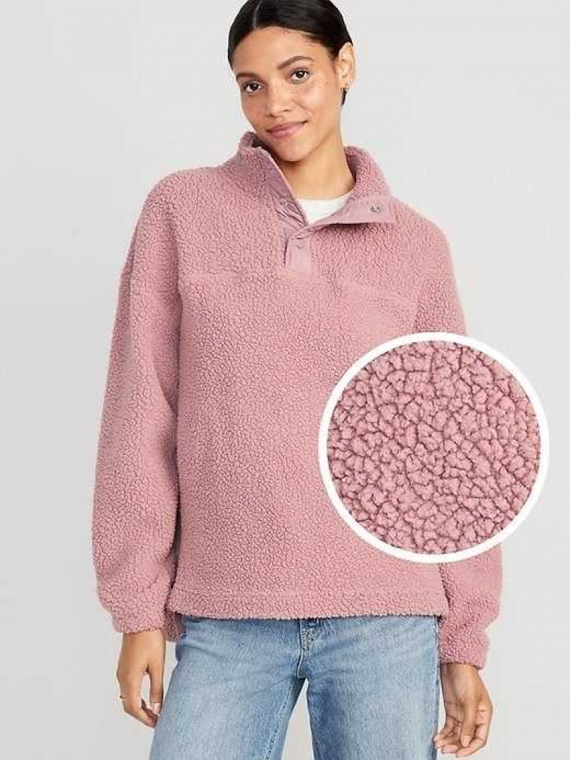 Old Navy Step-Hem Sherpa Pullover Woodrose | TQP839670