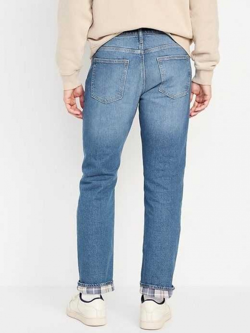 Old Navy Straight Flannel-Lined Built-In Flex Jeans Wash | EAG541796