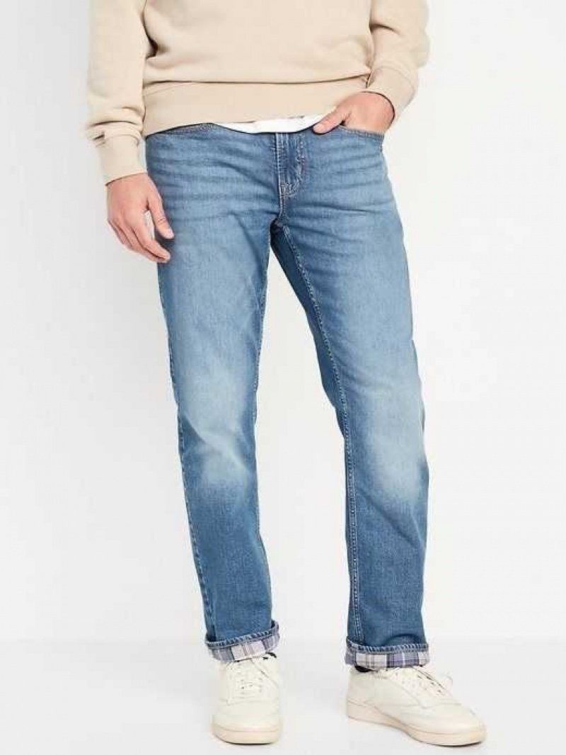 Old Navy Straight Flannel-Lined Built-In Flex Jeans Wash | EAG541796