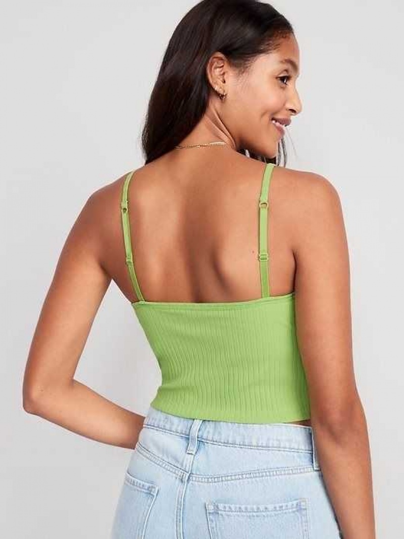 Old Navy Strappy Rib-Knit Cropped Tank Top Greengage | QTJ765319