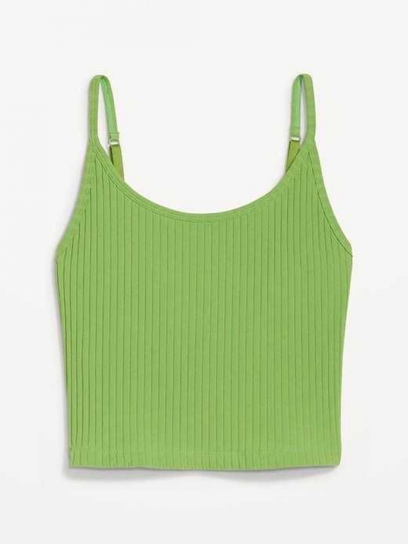 Old Navy Strappy Rib-Knit Cropped Tank Top Greengage | QTJ765319