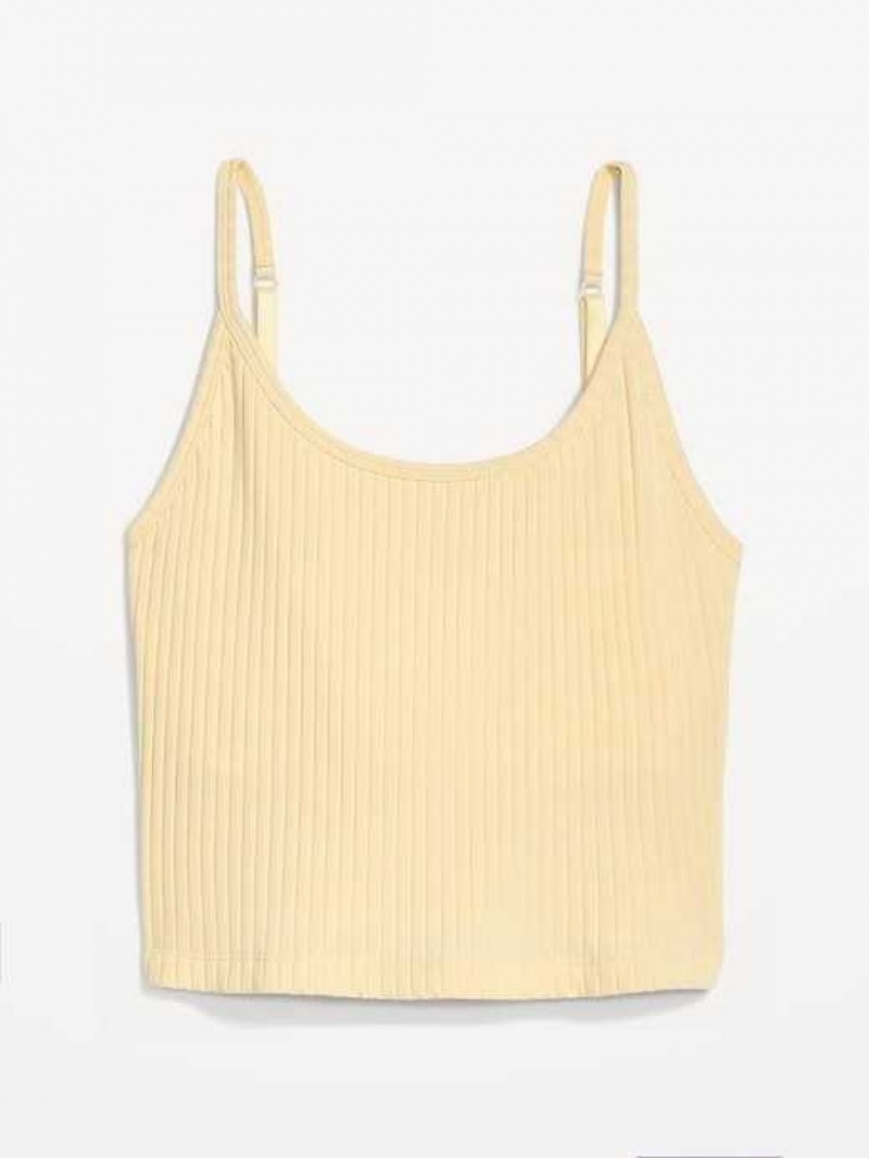 Old Navy Strappy Rib-Knit Cropped Tank Top Golden Straw | ZDA531972