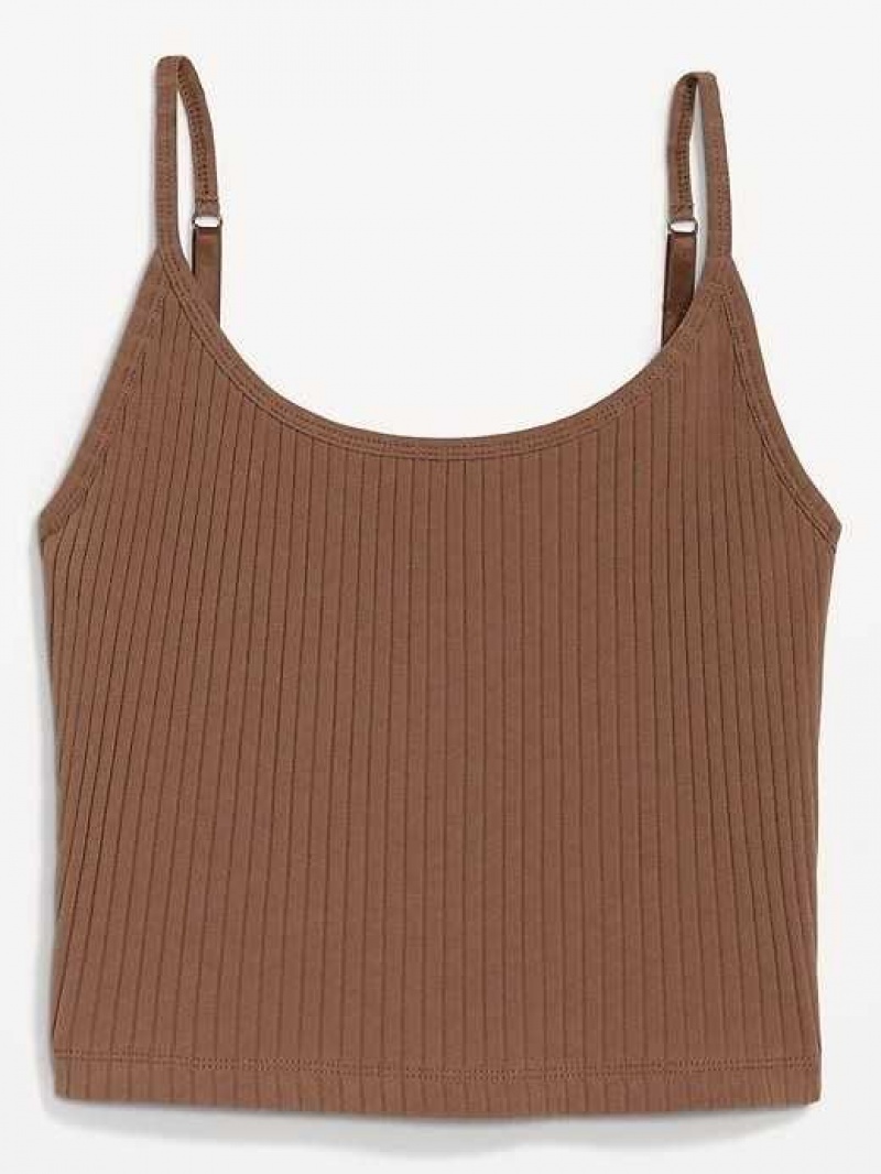 Old Navy Strappy Rib-Knit Cropped Tank Top Date Palm | YRU981645