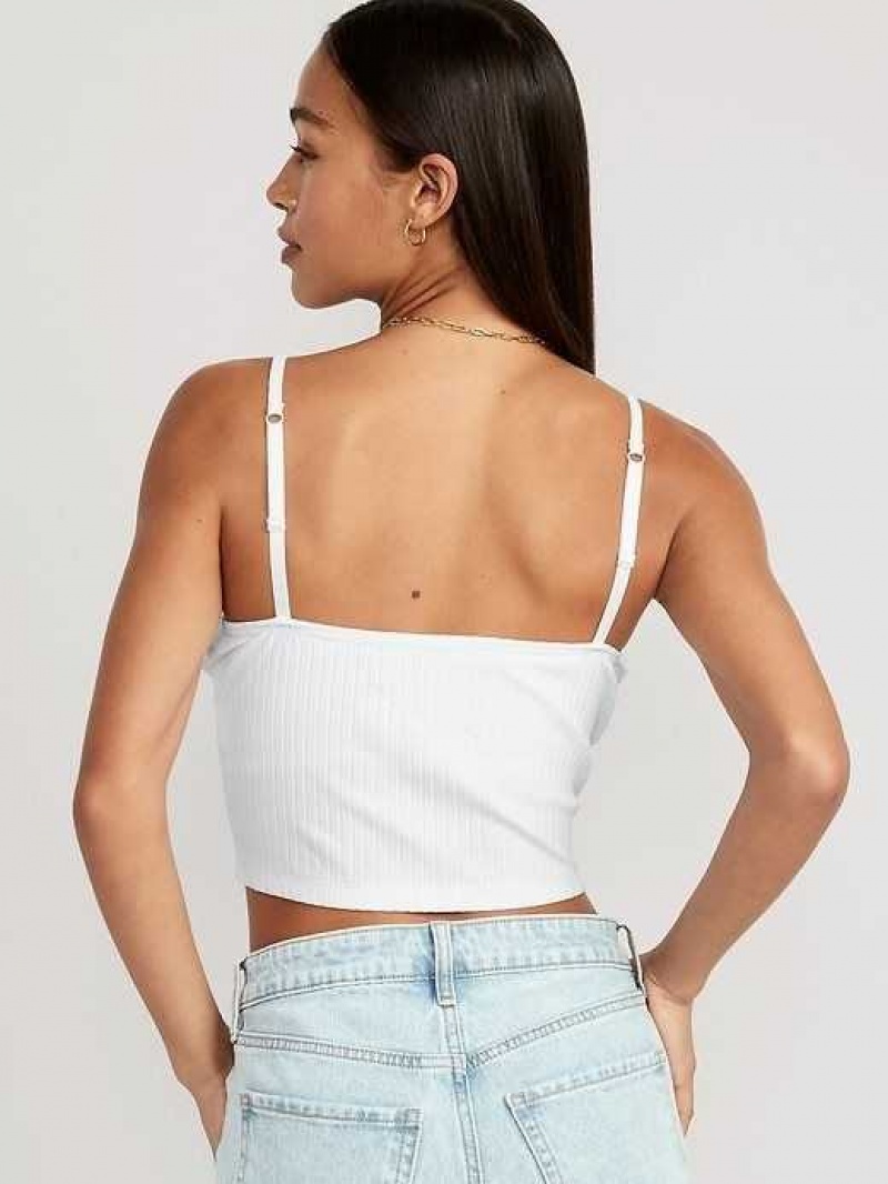 Old Navy Strappy Rib-Knit Cropped Tank Top White | MEJ803594