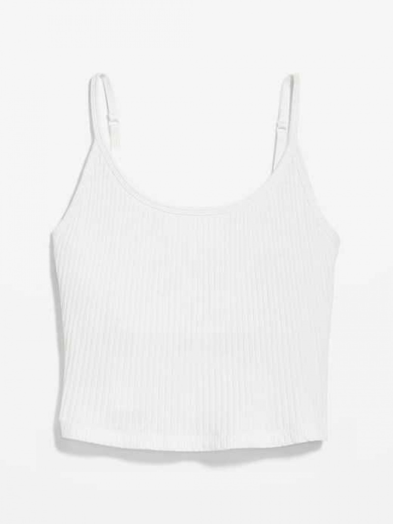 Old Navy Strappy Rib-Knit Cropped Tank Top White | MEJ803594