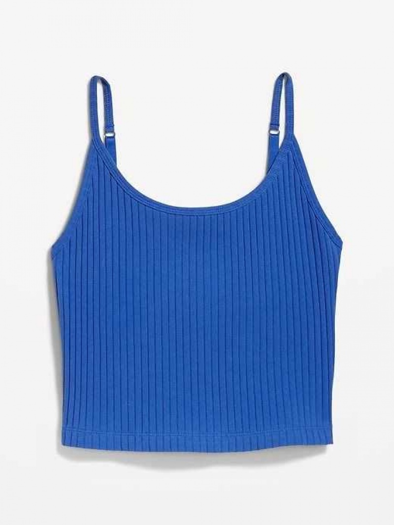 Old Navy Strappy Rib-Knit Cropped Tank Top Blue | YPH052819