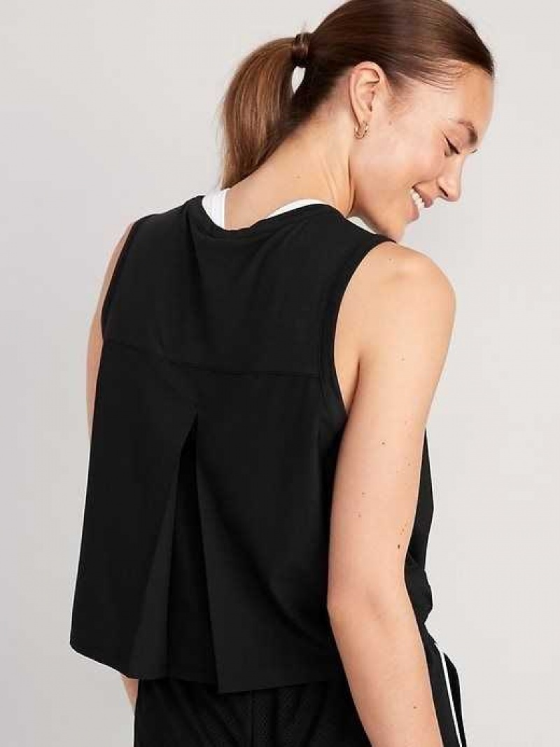 Old Navy StretchTech Cinched-Hem Cropped Top Black | XWN309782