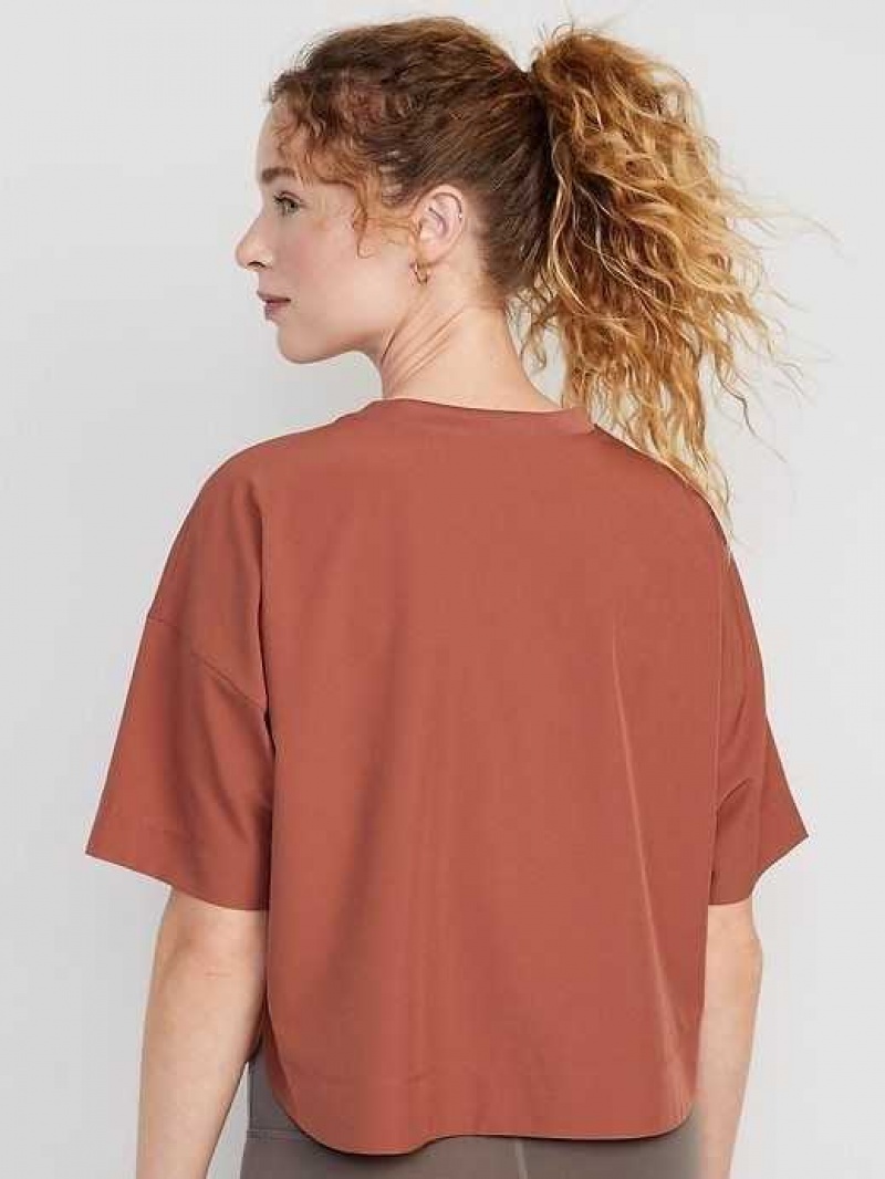 Old Navy StretchTech Cropped T-Shirt Apple Cinnamon | YJN426578