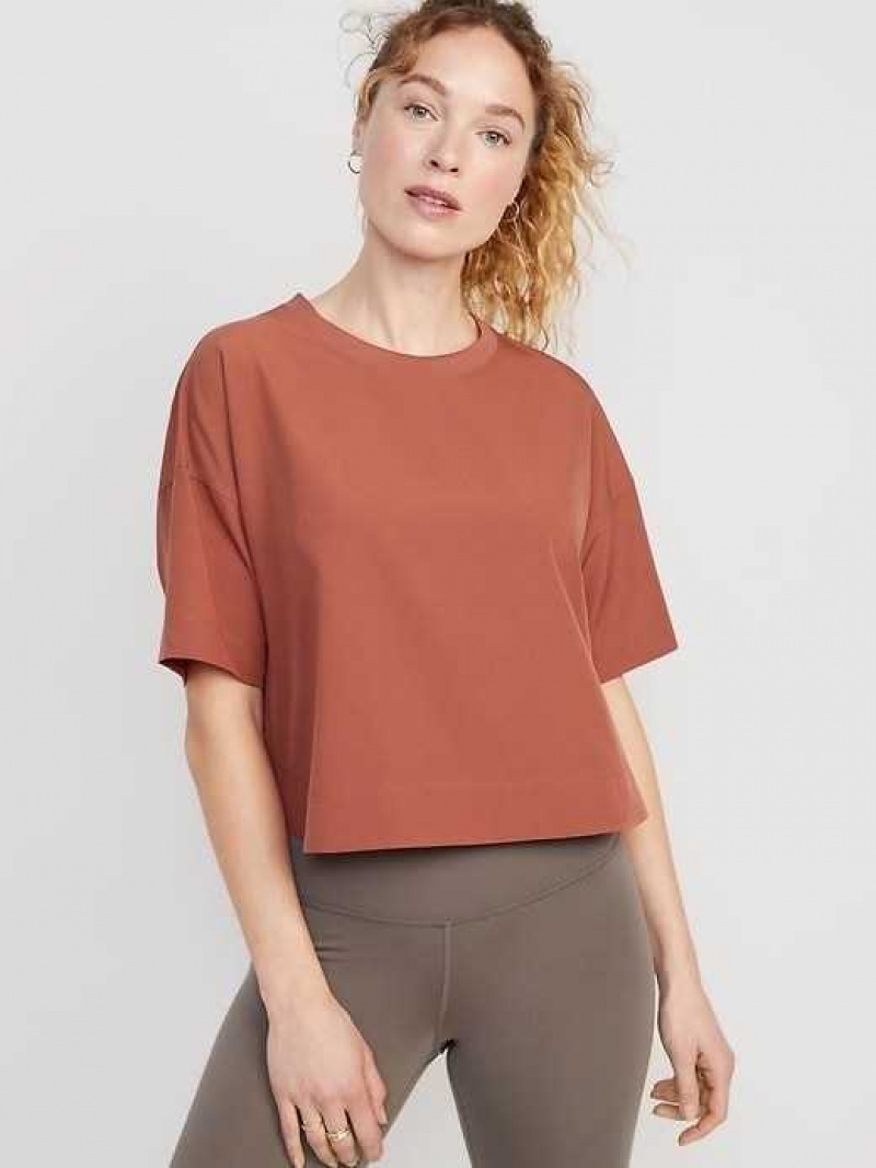 Old Navy StretchTech Cropped T-Shirt Apple Cinnamon | YJN426578