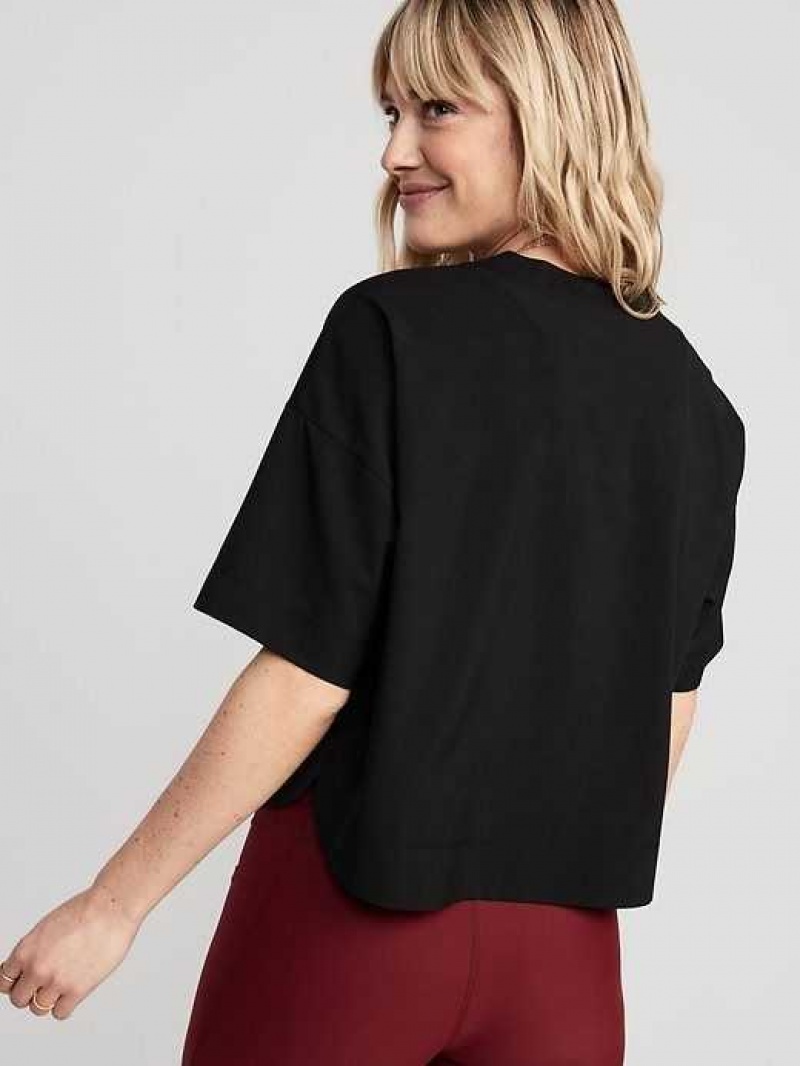 Old Navy StretchTech Cropped T-Shirt Black | DTZ175683