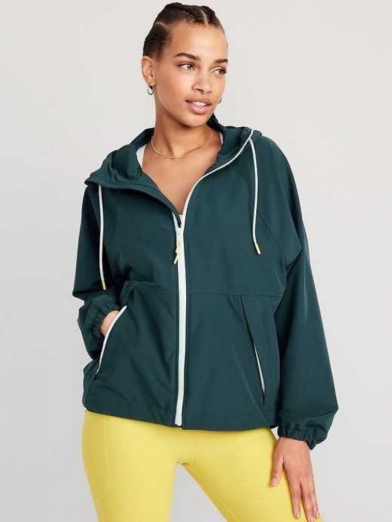 Old Navy StretchTech Hooded Zip Jacket Deep Green | TXH257981