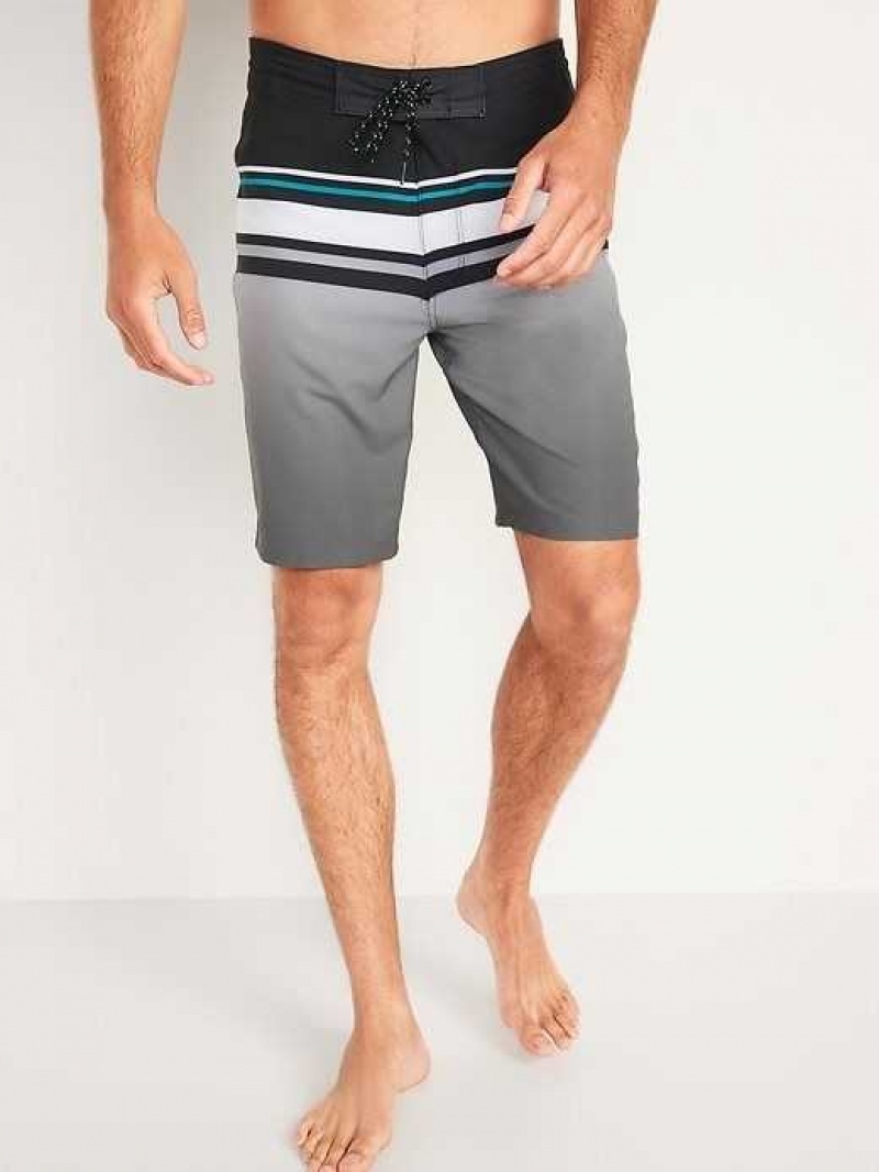 Old Navy Striped Built-In Flex Board Shorts Grey Stripes | HML387569