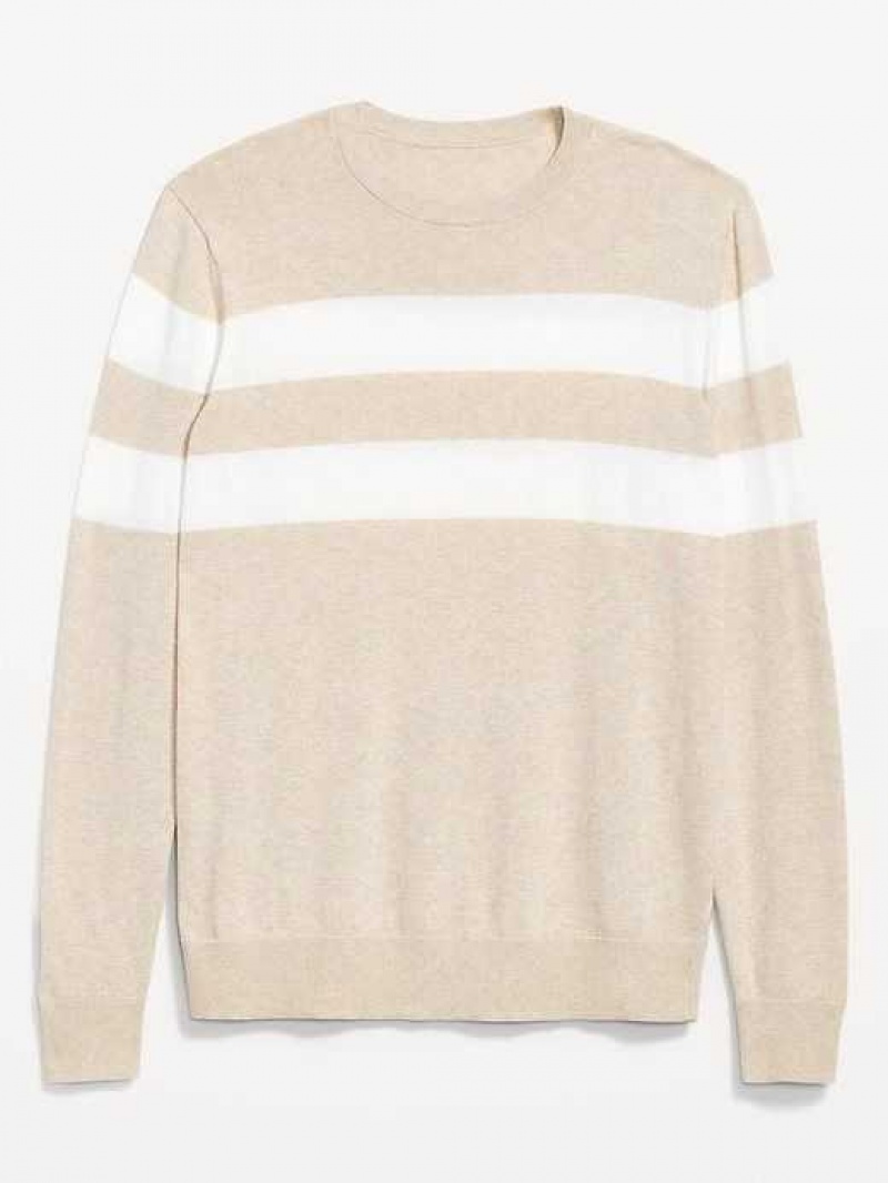 Old Navy Striped Crew-Neck Sweater Beige Stripes | VFD746859