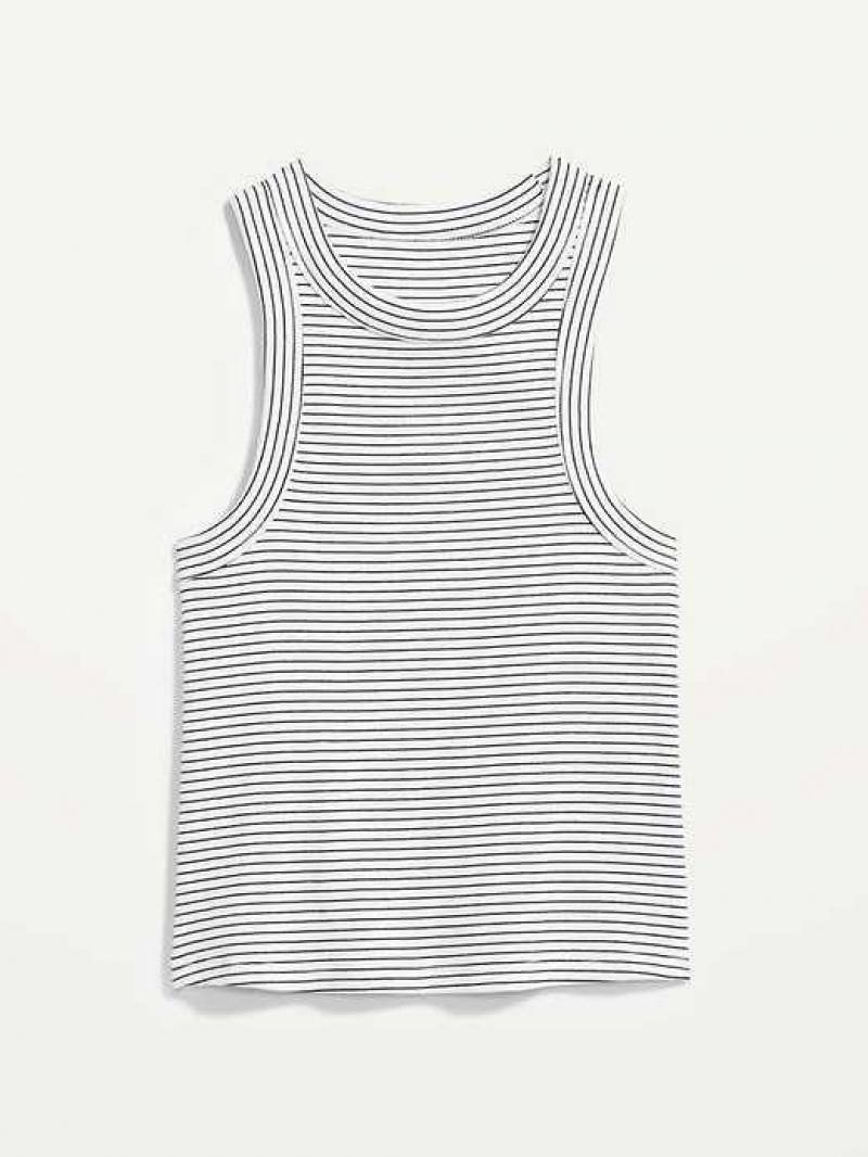 Old Navy Striped Rib-Knit Cropped Tank Top Navy Stripes | YKW352691