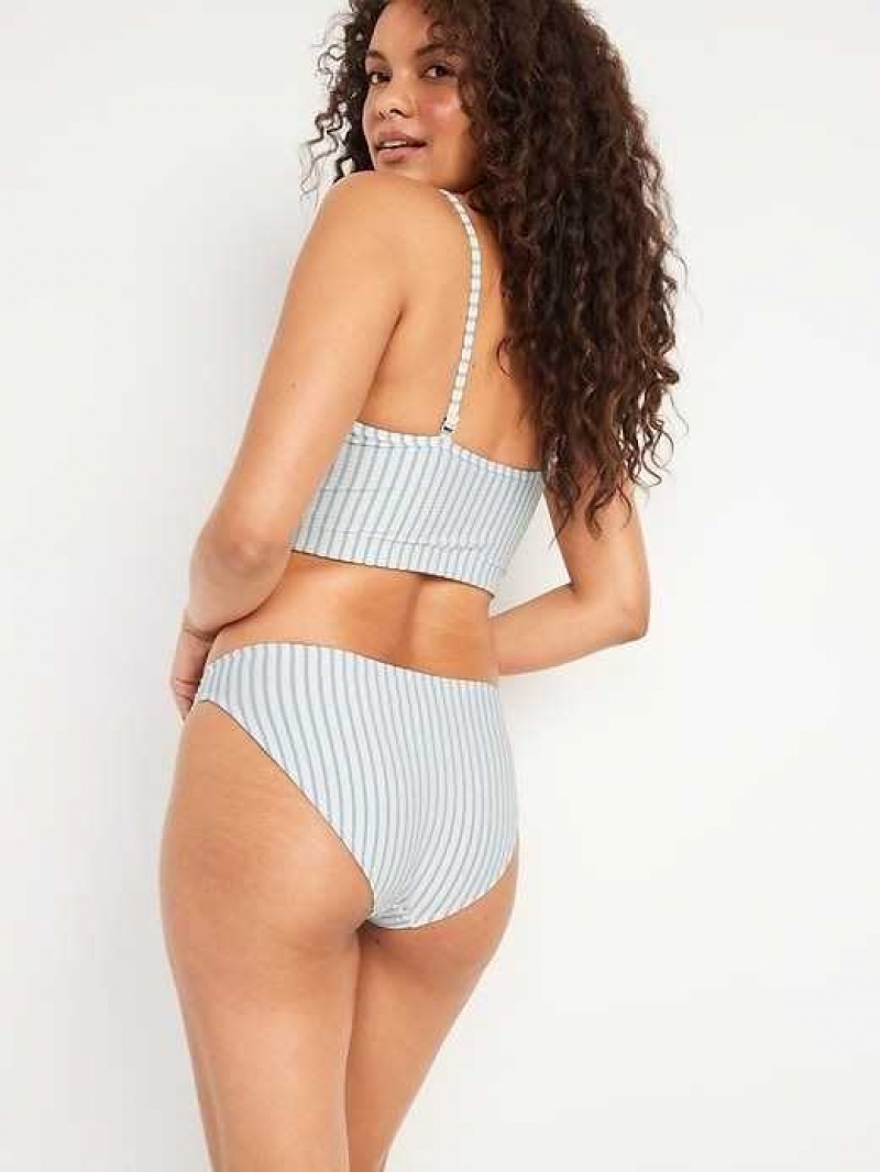 Old Navy Striped Seersucker Classic Bikini Swim Bottoms Blue | UBR246730