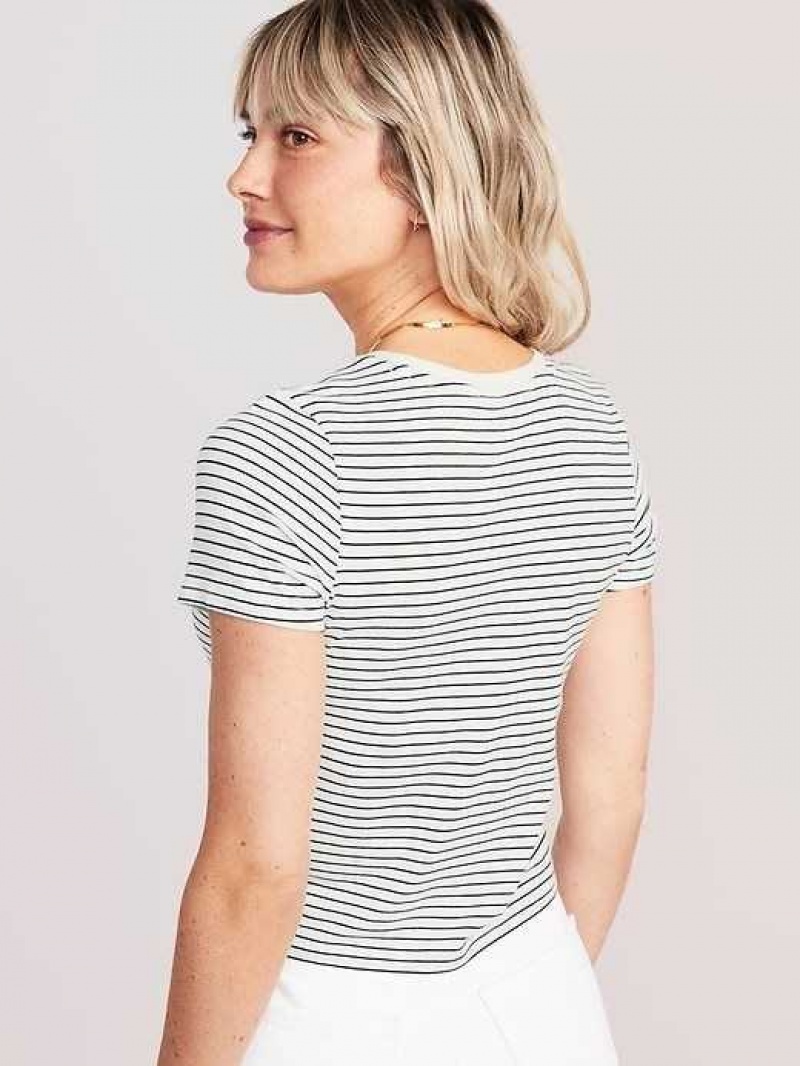 Old Navy Striped Slim-Fit Cropped T-Shirt Navy Stripes | WFZ237819