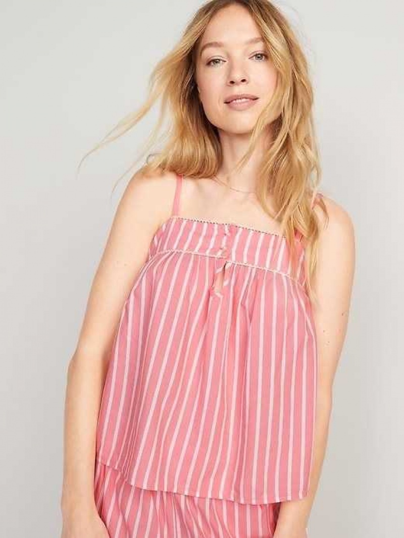 Old Navy Striped Smocked Pajama Cami Swing Top Pink Stripes | JIL901327