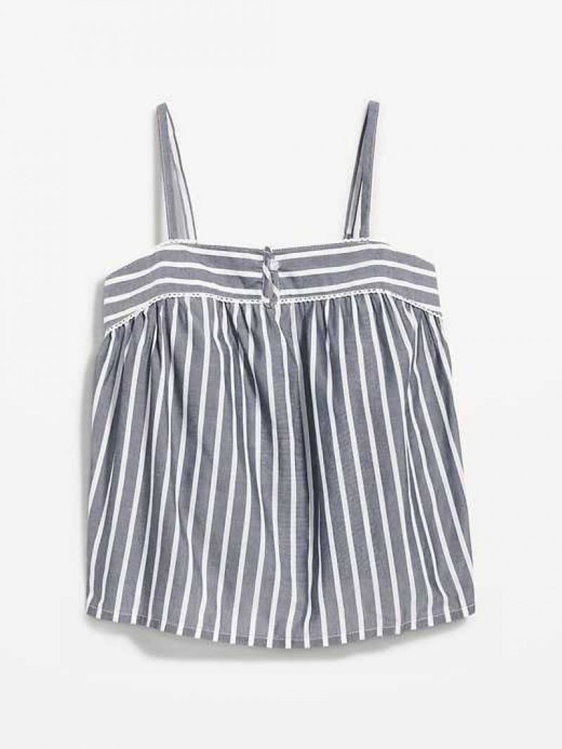 Old Navy Striped Smocked Pajama Cami Swing Top Navy Stripes | HBV782139