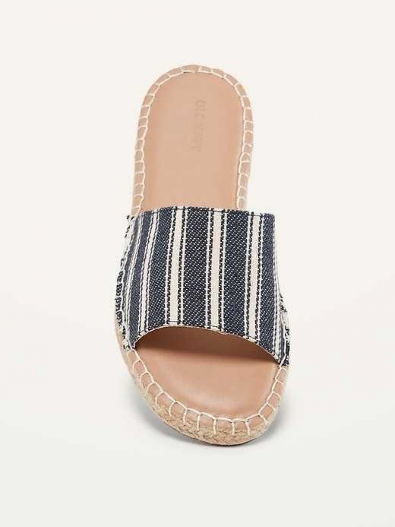 Old Navy Striped Textile Espadrille Slide Sandals Navy Stripes | OTU534016