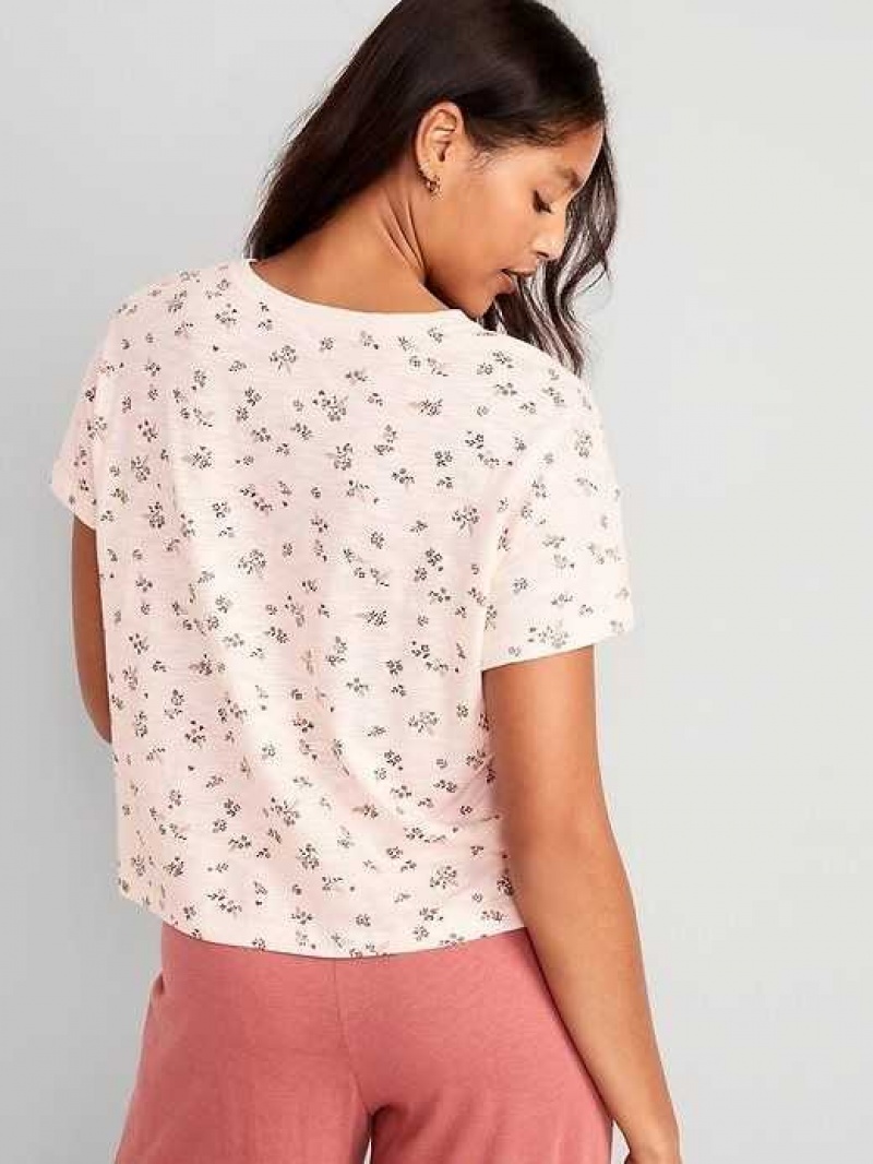 Old Navy Sunday Sleep Floral Slub-Knit Pajama T-Shirt Pink | RNB804129