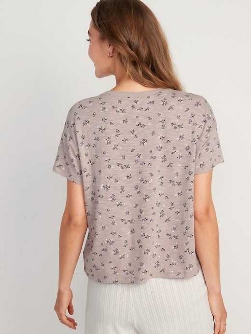 Old Navy Sunday Sleep Floral Slub-Knit Pajama T-Shirt Grey | ONY392548