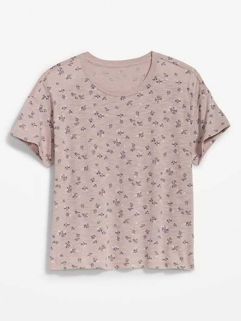 Old Navy Sunday Sleep Floral Slub-Knit Pajama T-Shirt Grey | ONY392548