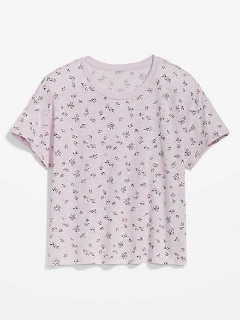 Old Navy Sunday Sleep Floral Slub-Knit Pajama T-Shirt Purple | AGU584309