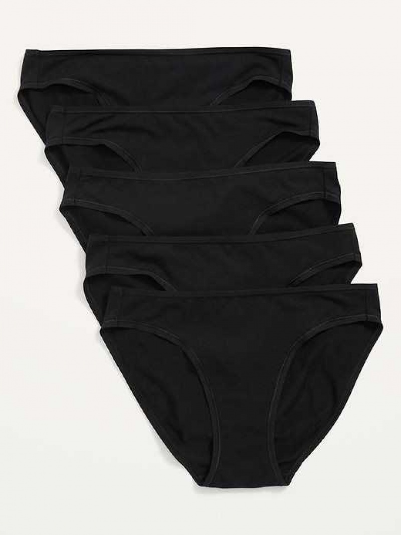 Old Navy Supima Cotton-Blend Bikini Underwear 5-Pack Black | UDV014697