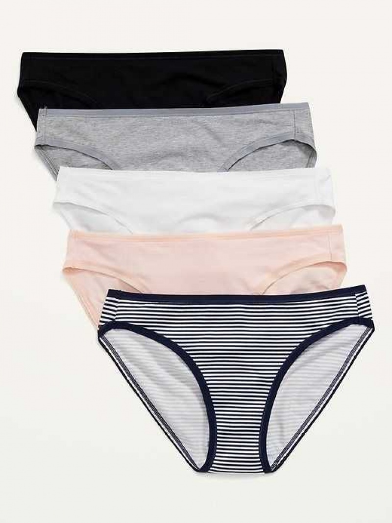 Old Navy Supima Cotton-Blend Bikini Underwear 5-Pack Pink | TGY596024