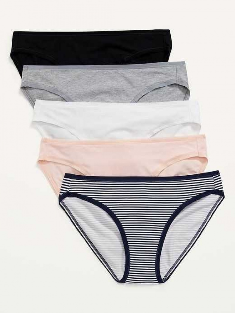 Old Navy Supima Cotton-Blend Bikini Underwear 5-Pack Pink | TGY596024