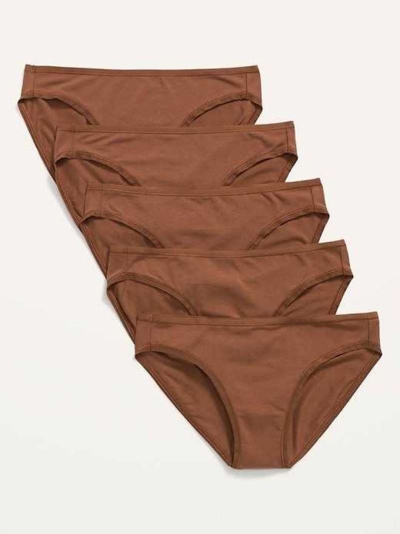 Old Navy Supima Cotton-Blend Bikini Underwear 5-Pack Maplewood | YQT027864