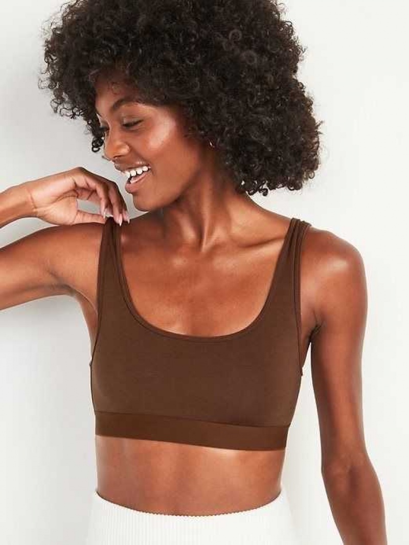 Old Navy Supima Cotton-Blend Bralette Top Dark Walnut | UDE204638