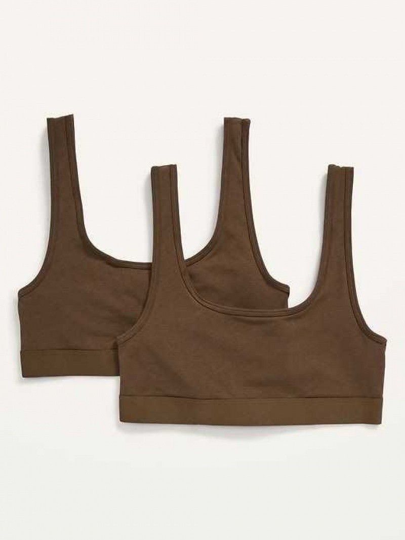 Old Navy Supima Cotton-Blend Bralette Top 2-Pack Dark Walnut | RGM184593