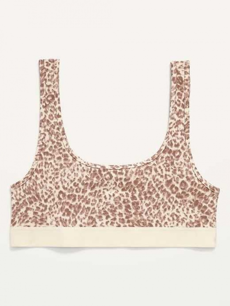 Old Navy Supima Cotton-Blend Bralette Top Cheetah Neutral | YSM296154