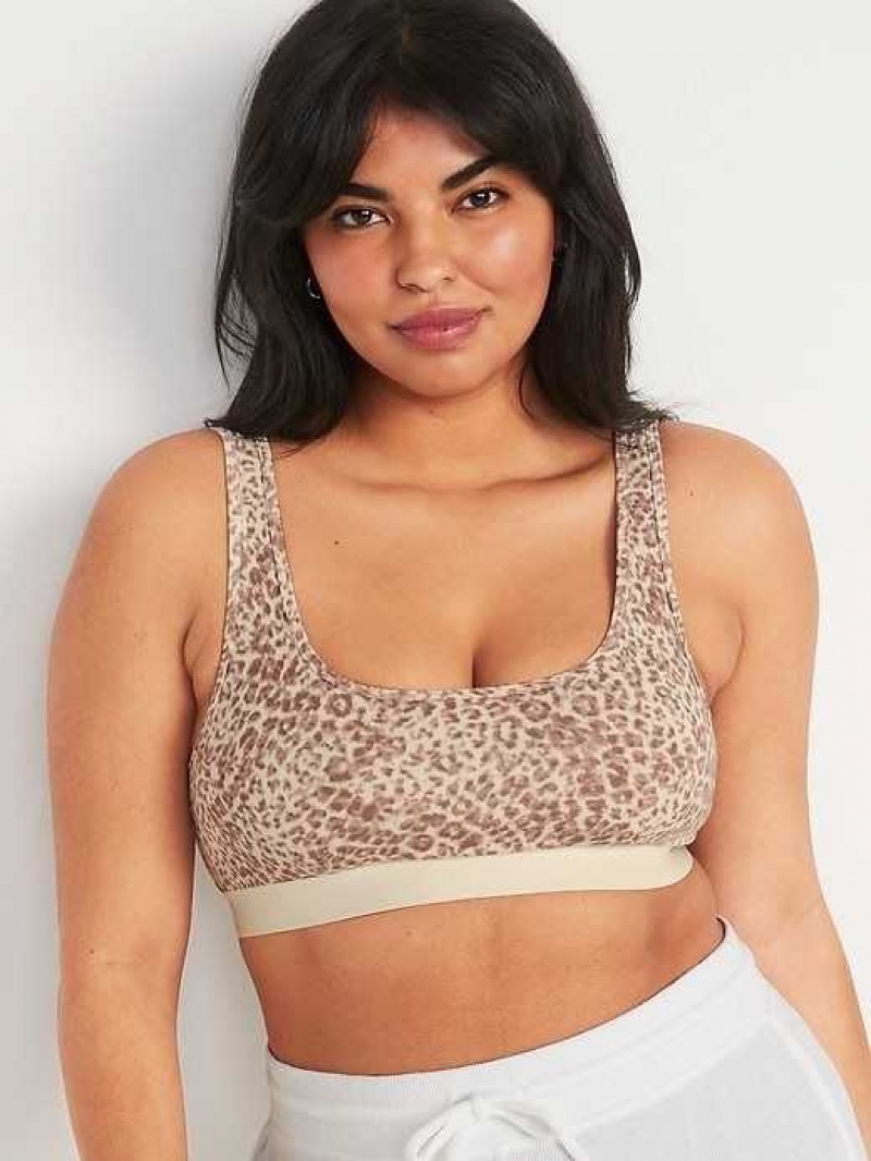 Old Navy Supima Cotton-Blend Bralette Top Cheetah Neutral | YSM296154