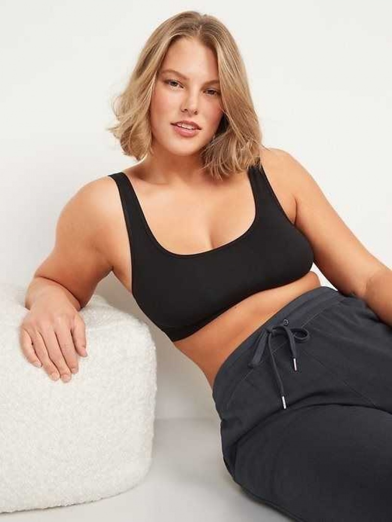 Old Navy Supima Cotton-Blend Bralette Top 2-Pack Black | YON835149