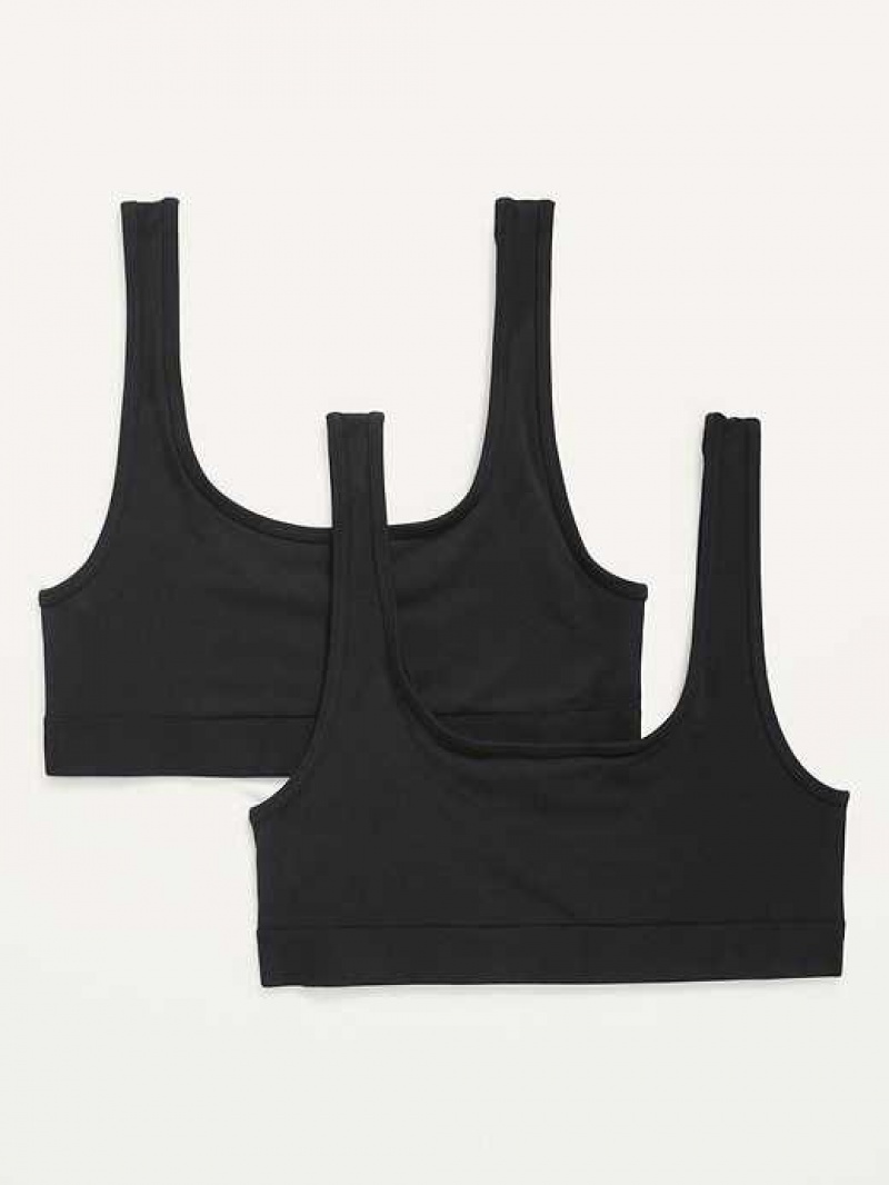 Old Navy Supima Cotton-Blend Bralette Top 2-Pack Black | YON835149