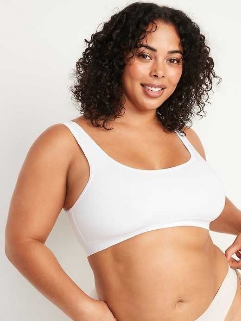 Old Navy Supima Cotton-Blend Bralette Top 2-Pack White | KIN197504