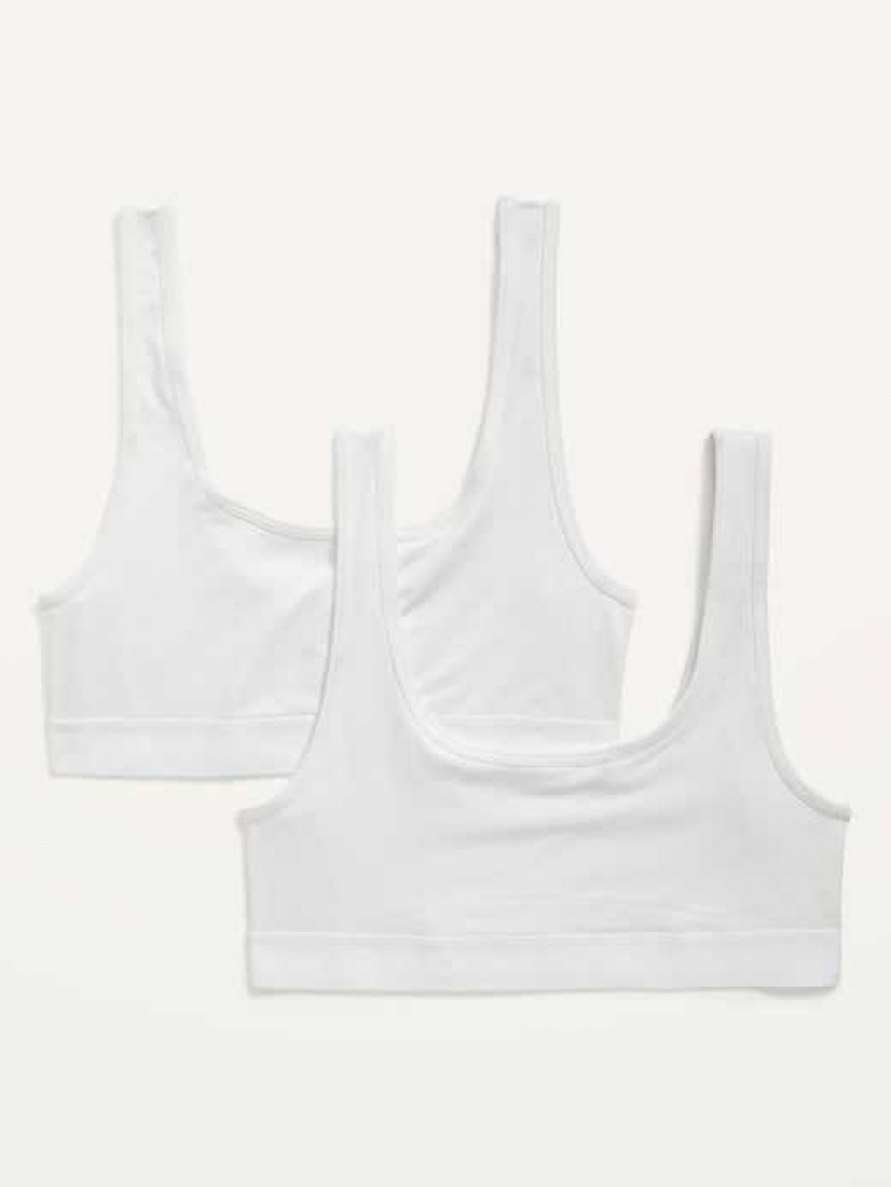 Old Navy Supima Cotton-Blend Bralette Top 2-Pack White | KIN197504