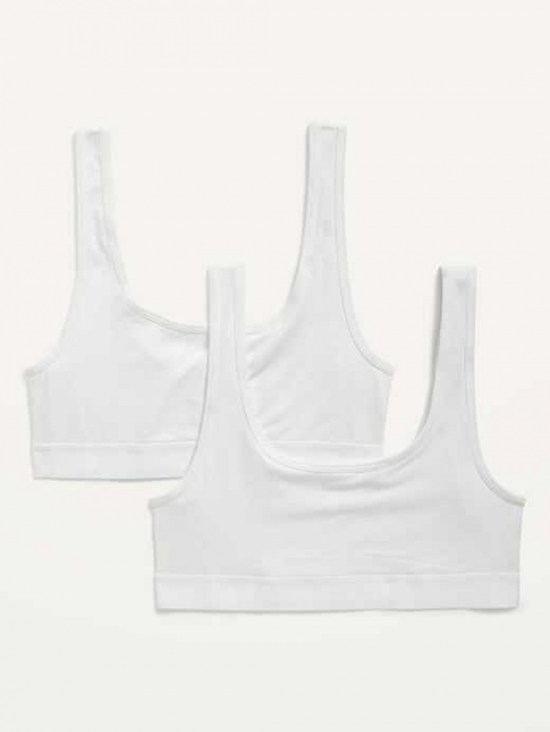 Old Navy Supima Cotton-Blend Bralette Top 2-Pack White | KIN197504