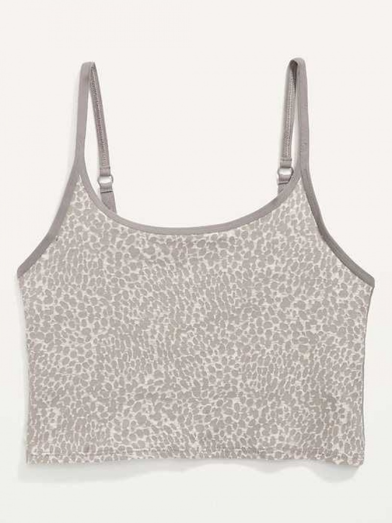 Old Navy Supima Cotton-Blend Cami Bralette Top Grey Leopard | UMH103925