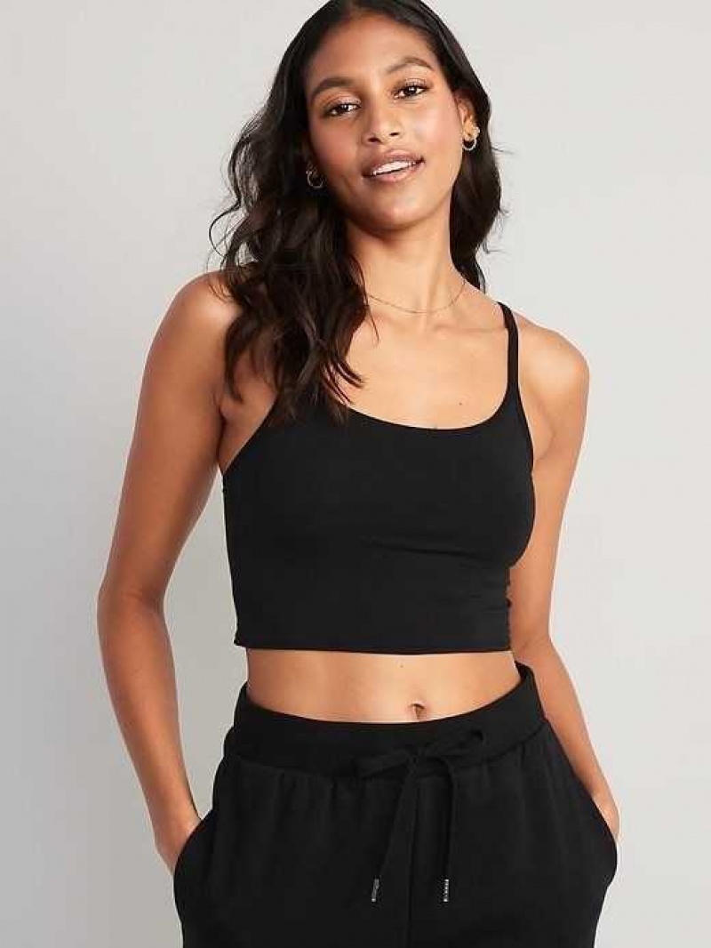 Old Navy Supima Cotton-Blend Cami Bralette Top Black | DPR013687