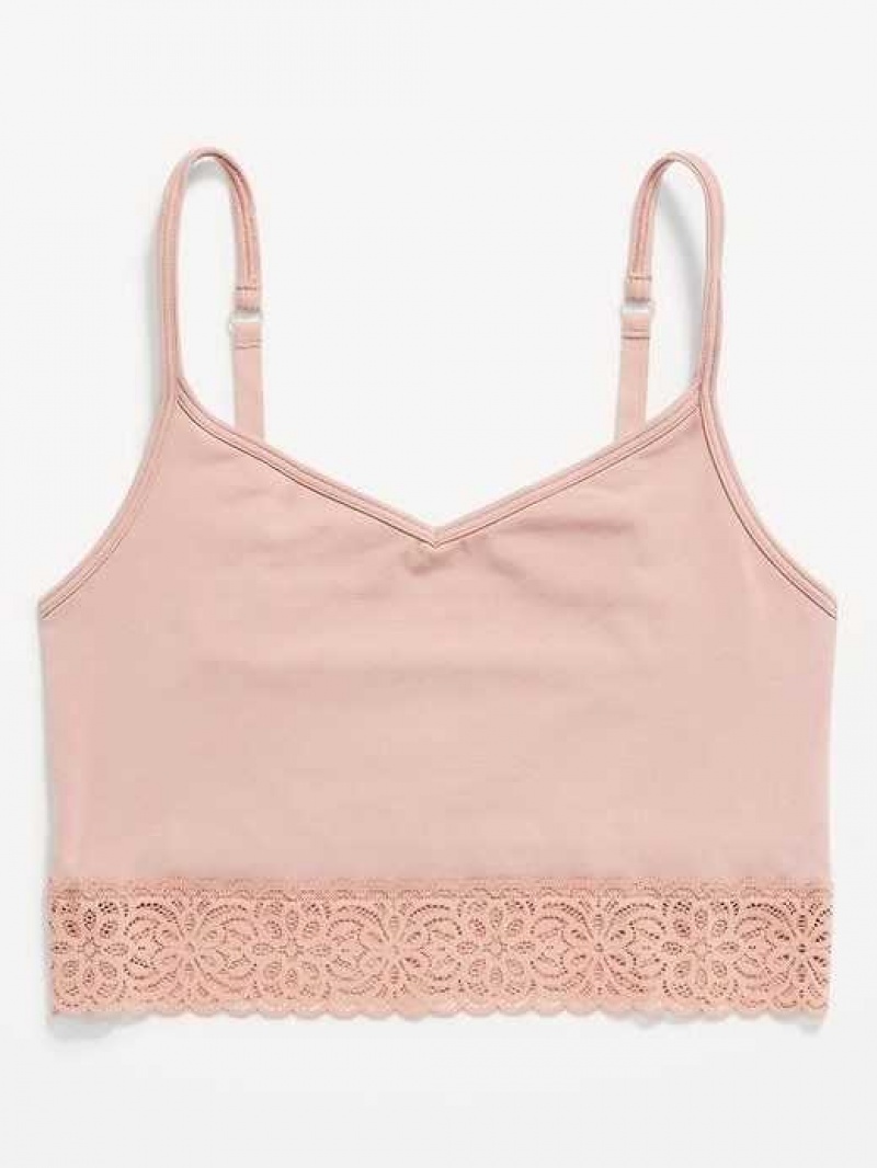 Old Navy Supima Cotton-Blend Lace-Trim Cami Bra Coastal Plain | ZOQ192586