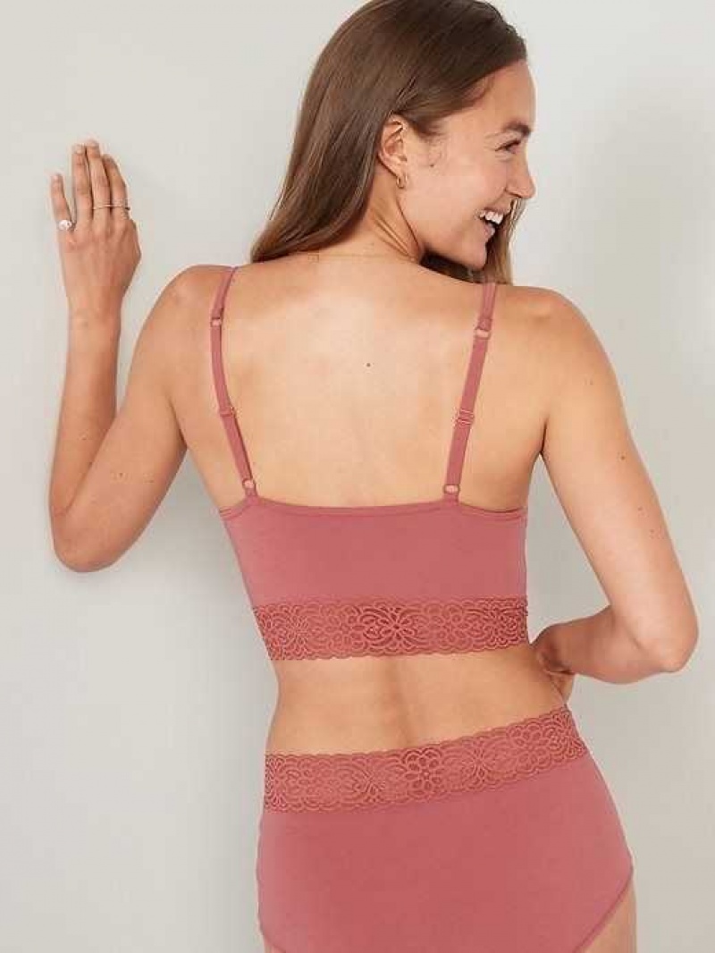 Old Navy Supima Cotton-Blend Lace-Trim Cami Bra Brown | VCQ890256