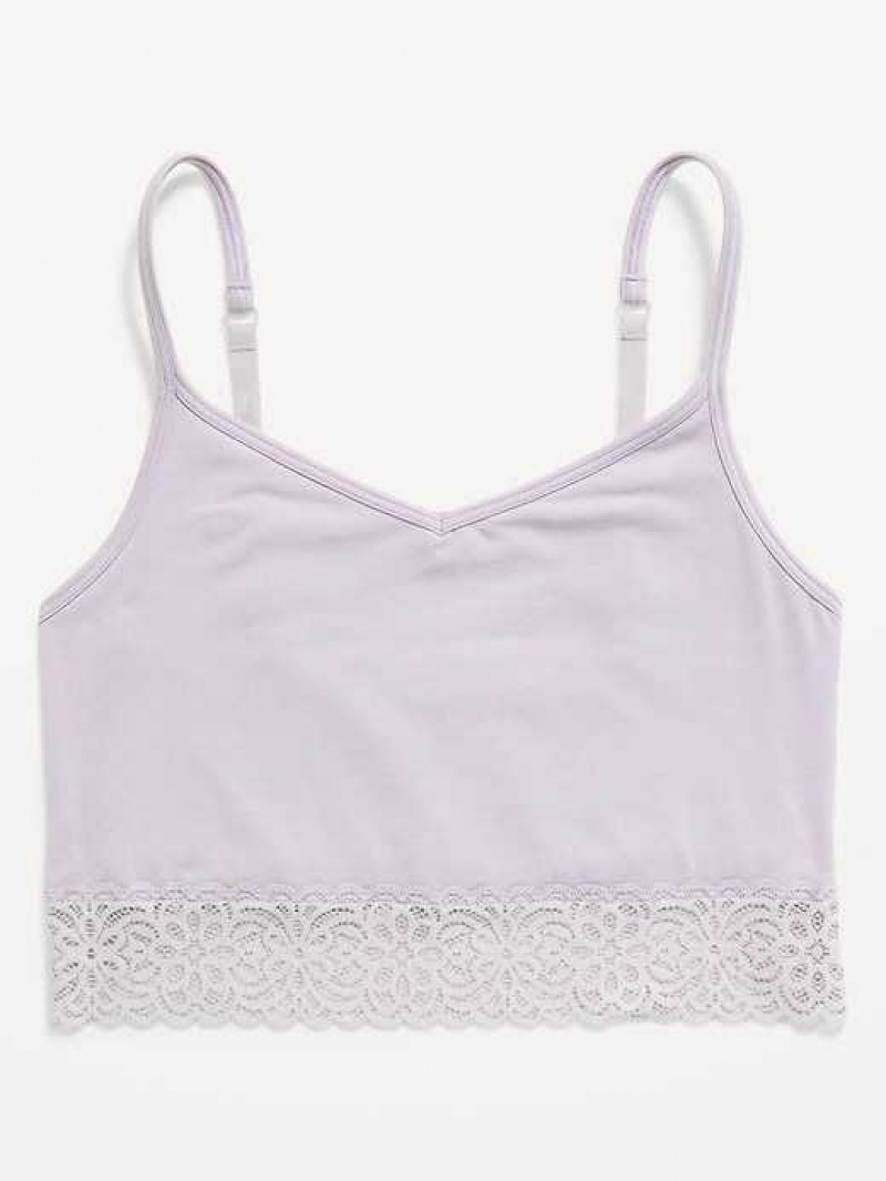 Old Navy Supima Cotton-Blend Lace-Trim Cami Bra Grey | LBY391406