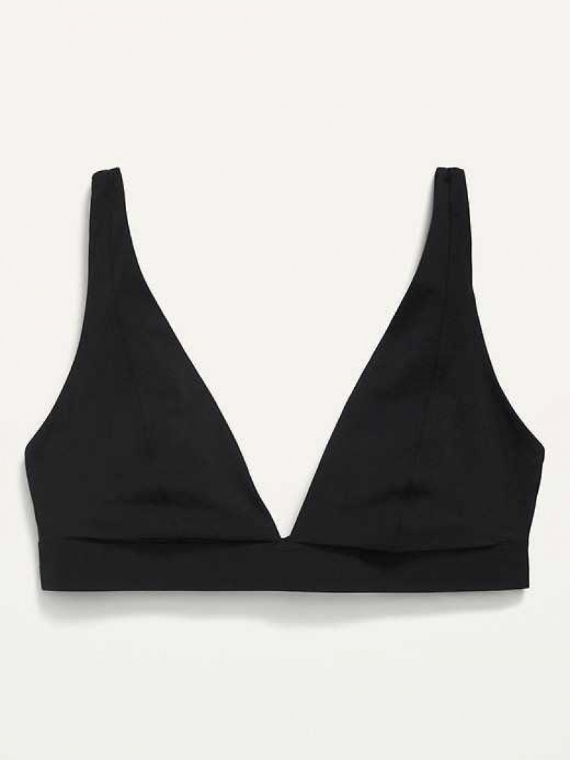 Old Navy Supima Cotton-Blend Plunge Bralette Top Black | KTZ034871