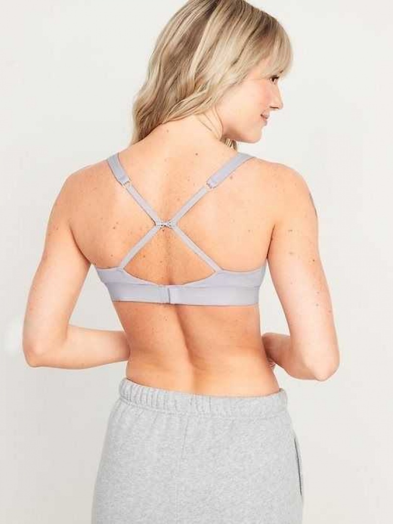 Old Navy Supima Cotton-Blend Plunge Bralette Top Grey | YAW209461