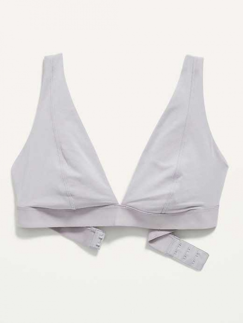 Old Navy Supima Cotton-Blend Plunge Bralette Top Grey | YAW209461