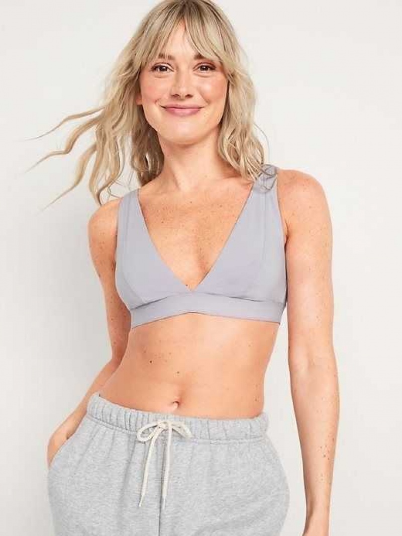 Old Navy Supima Cotton-Blend Plunge Bralette Top Grey | YAW209461