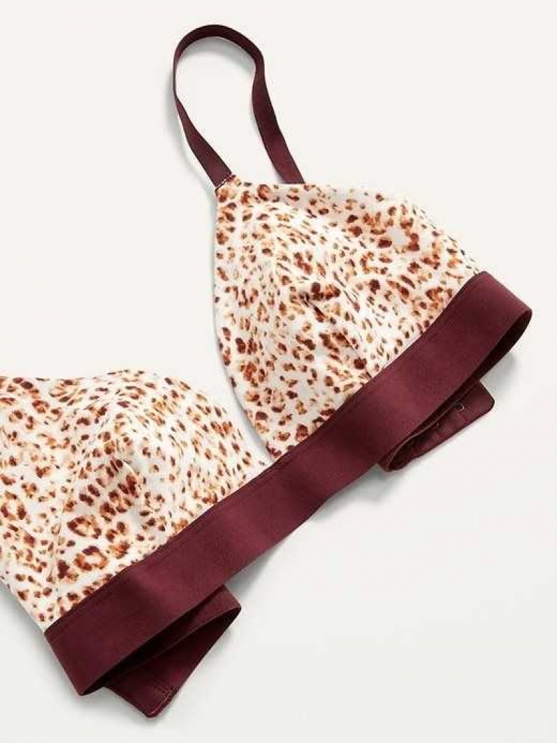 Old Navy Supima Cotton-Blend Triangle Bralette Top Leopard | RTY285790